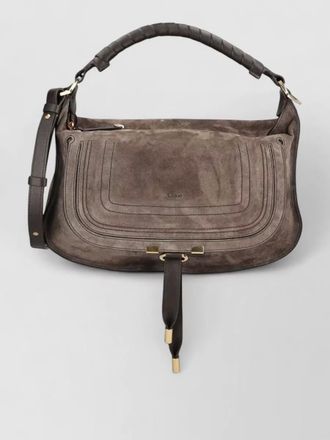 Chlo&eacute; marcie suede leather top handle shoulder bag