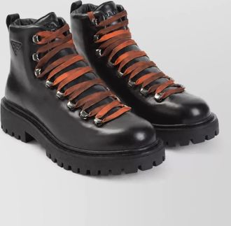 Prada leather lace-up ankle boots