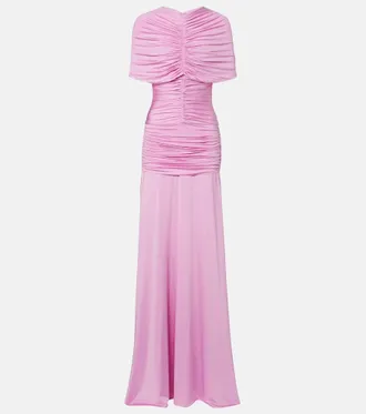 Self Portrait Caped ruched jersey maxi dress