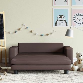 vidaXL Sof&aacute; Para Ni&ntilde;os Y Reposapi&eacute;s Cuero Sint&eacute;tico Marr&oacute;n 100x50x30cm Vidaxl