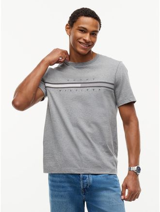 Tommy Hilfiger Mens Tonal Flag Logo T-Shirt - Grey Heather - XXL
