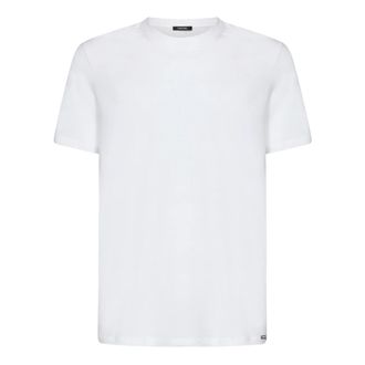 Tom Ford T-Shirts, male, White, S, Ribbed Crewneck T-Shirt