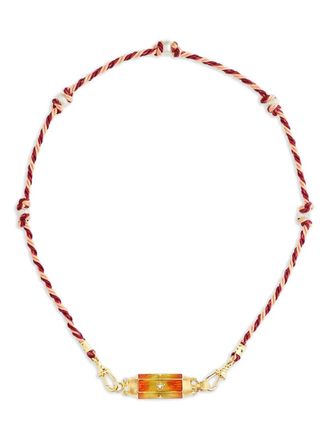 Marie Lichtenberg 14K yellow gold Orange Baby Locket diamond necklace - women - Diamond/14kt Yellow Gold/Enamel - One Size