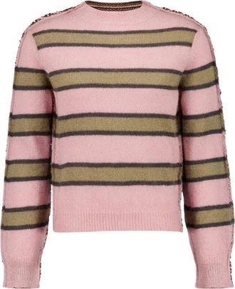 Marni Half-and-Half Crewneck Sweater - Heren - Ronde hals truien - Veelkleurig - M - Wol - Truien & Vesten