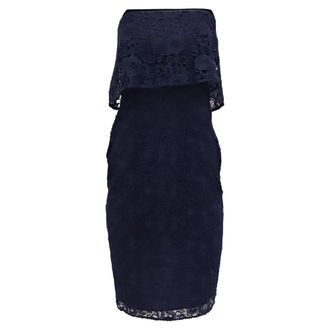LIKELY Likely Driggs Lace Strapless Midi Dress in Navy Blue Polyester