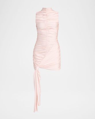 Et Ochs Caspar Ruched Mock-Neck Jersey Mini Dress