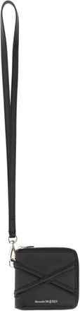 Alexander McQueen Leren Kaarthouder met Rits en Lanyard - Heren - Portefeuilles - Zwart - ONE Size - Leer - Accessoires