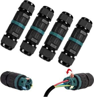 OEM Confezione Da 4 Connettori Elettrici Impermeabili Ip68 - Connettore A 3 Pin Per Cavi Di Diametro 5-12 Mm, Scatola Di Derivazione Per Esterni Per Giard