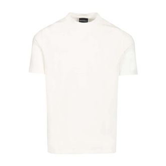 Emporio Armani Jersey T-shirt met bijpassend Intarsia-logo - Heren - T-shirts - Wit - S - Katoen - Tops
