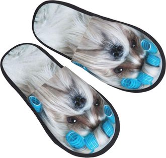 Generic Slipper Dog Curlers Haired Pet Hairstyle Furry Fleece Slippers Non-Slip Indoor Shoes For Hotel Indoor Bedroom M