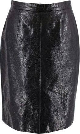 Miu Miu Black Crackled Leather Pencil Skirt Size XS