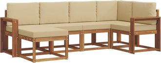 vidaXL Conjunto De Sof&aacute;s De Exterior 6 Uds. Natural Y Beige Vidaxl