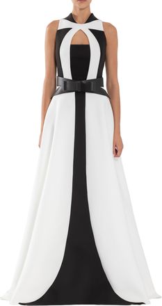 Saiid Kobeisy Neoprene Dress With Geometric Cutouts And Bow Belt