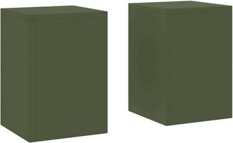 vidaXL Vidaxl - Soportes Para Plantas 2 Pcs Verde Oliva 24 X 24 X 35 Cm Acero