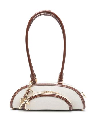 Self Portrait canvas shoulder bag - women - Calf Leather/Canvas - One Size - Neutrals