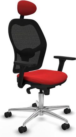 Piqueras y Crespo Piqueras Y Crespo - Jorquera Sincro Malla Negra Similpiel Rojo Brazos 3d Base Aluminio Cabecero Fijo Ruedas 65mm Nailon