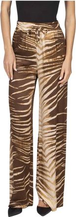 Just Cavalli Pantalone Reg 751 Tiger Sabbia - Dames - Wijde Broeken - Bruin - M - Broeken