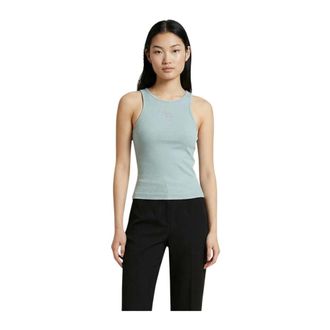 Guess Sleeveless Tops, female, Green, Size: XS Sleeveless Round Neck Tank Top