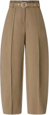 Pinko Wijde broek - Dames - Broeken - Beige - XS - Katoen - Broeken