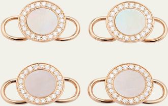 Jan Leslie Mens 18K Rose Gold Mother Of Pearl and Diamond Tuxedo Studs