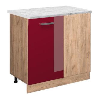 Vicco Armario De Esquina R-line, Rojo Burdeos Alto Brillo, 86 Cm Et M&aacute;rmol