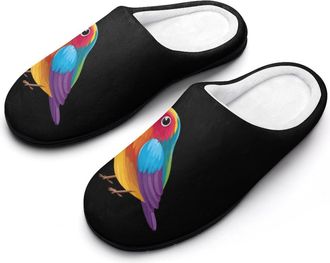 Generic Colored Bird Funny Mens Cotton Slippers Soft Non-Slip Rubber Sole House Slipper Indoor Outdoor