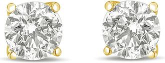 House of Brilliance 14K Yellow Gold 1.0 Cttw Round Brilliant Cut Lab Grown White Diamond 4-Prong Classic Solitaire Stud Earrings (G-H Color, VS1-VS2 Clarity)