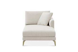 Castlery Lena Right Chaise Sofa Customized, Performance Classic Twill Cream Brass Legs, Spill Resistant, Removable Covers for Sofas