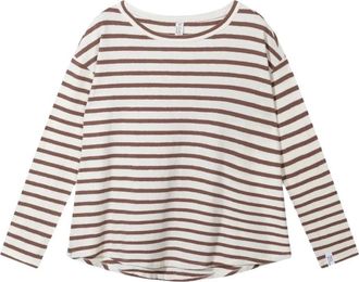 10 Days Gestreept linnen longsleeve T-shirt - Dames - Longsleeves - Veelkleurig - S - Linnen - Tops