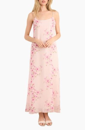 Cami NYC Luz Floral Metallic Chiffon Maxi Slipdress in Aurora Blossom at Nordstrom, Size Xx-Small