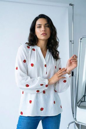 DUSK Strawberry V-Neck Tunic Top