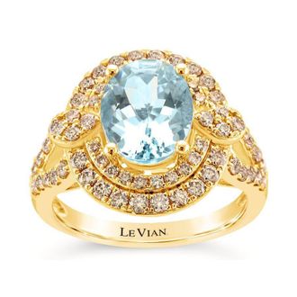 Le Vian Ladies Sea Blue Aquamarine Rings set in 14K Strawberry Gold