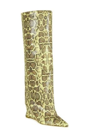 Azalea Wang Kenya Wide Shaft Wedge Boot in Yellow Multi at Nordstrom, Size 6.5