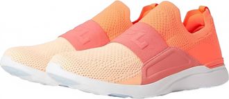 Athletic Propulsion Labs Womens Techloom Bliss Shoe In Laser Red/fire Coral/faded Peach