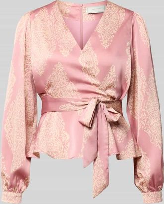 Neo Noir Neo Noir Regular Fit Wickelbluse mit Bindeg&uuml;rtel in Rosa, Gr&ouml;&szlig;e 34
