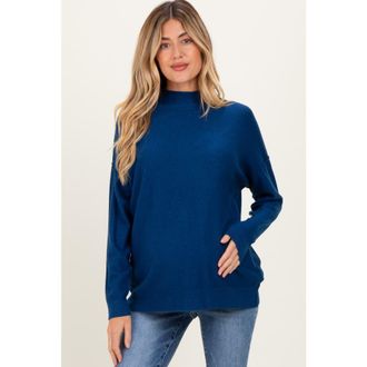Pinkblush Mock Neck Exposed Seam Sweater in Navy Blue at Nordstrom, Size Medium
