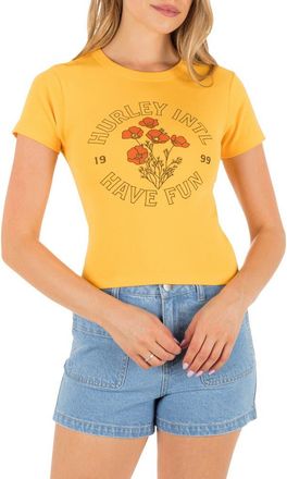 Hurley Poppy Cotton Graphic Baby Tee in Marigold at Nordstrom, Size X-Large