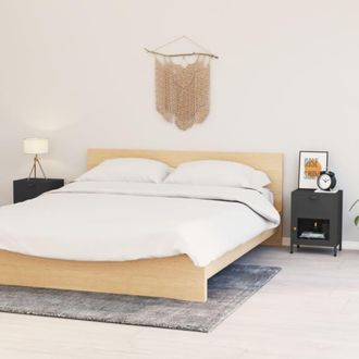 vidaXL Cabece Tablas 2 Pcs 40x30x54.5 Cm De Vidrio Y Acero Antracita