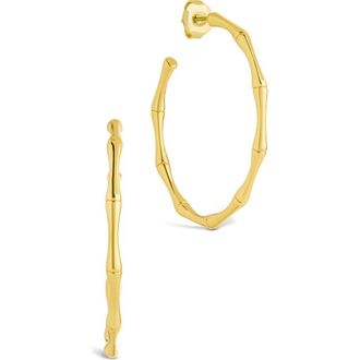 Sterling Forever Delia Textured Hoop Earrings in Gold at Nordstrom Rack