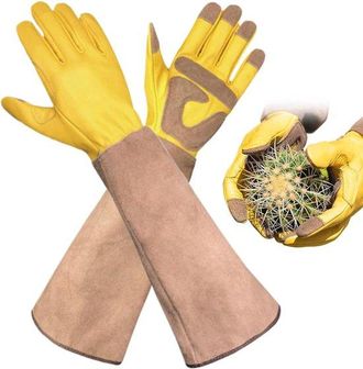OEM Guantes De Jardiner&iacute;a Para Mujer, 1 Par, Piel De Vacuno, Protegen Manos Y Brazos, Guantes De Jardiner&iacute;a De 45 Cm (18), Para Hombres Y Mujeres