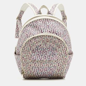 Aigner Icon Magenta/white Signature Printed Coated Canvas Backpack