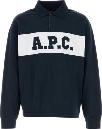 A.P.C. Navy Blue Logo Polo