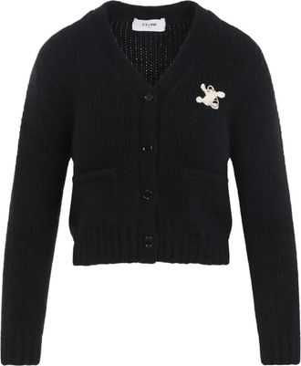 Celine Cashmere Knitwear, female, Black, Size: S Cardigan in Cashmere and Silk