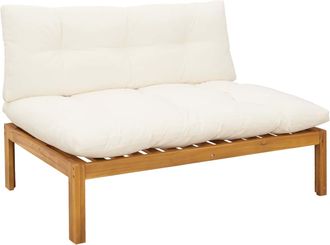 vidaXL Sof&aacute; Medio De Jard&iacute;n Natural Y Crema Madera De Acacia Vidaxl