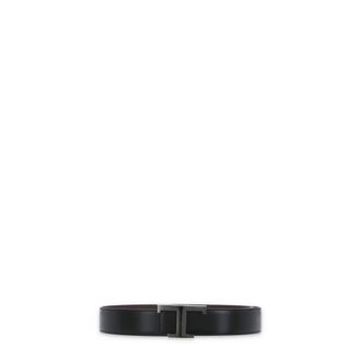 Tod's Tods, Belts, male, Black, Size: 110 CM Black Reversible Leather Belt with Logo