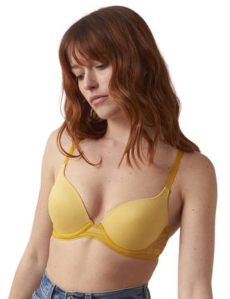 Maison Lejaby Womens 19131 Sin Push-Up Bra - Yellow Elastane - Size 38C