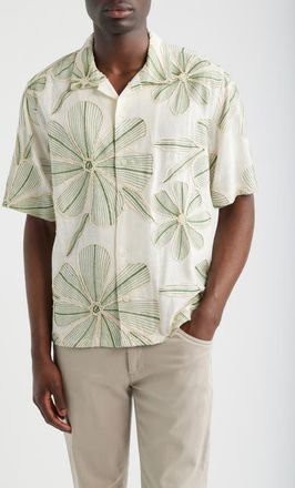 Corridor Floral Appliqu&eacute; Camp Shirt in Natural at Nordstrom, Size Xx-Large
