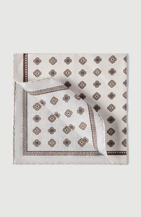 Brunello Cucinelli Silk pocket square with medallion design in White at Nordstrom