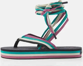 Isabel Marant Multicolor Canvas Tuoni Striped Thong Sandals
