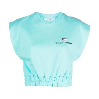 Chiara Ferragni Mouwloze Top - Dames - Tops zonder mouwen - Blauw - 2XS - Katoen - Tops
